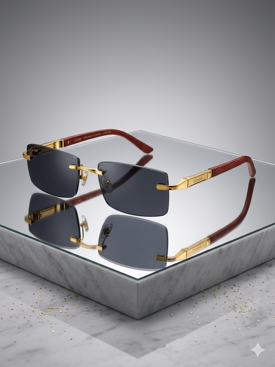 عینک آفتابی یونیسکس Cartier مدل دسته چوبی